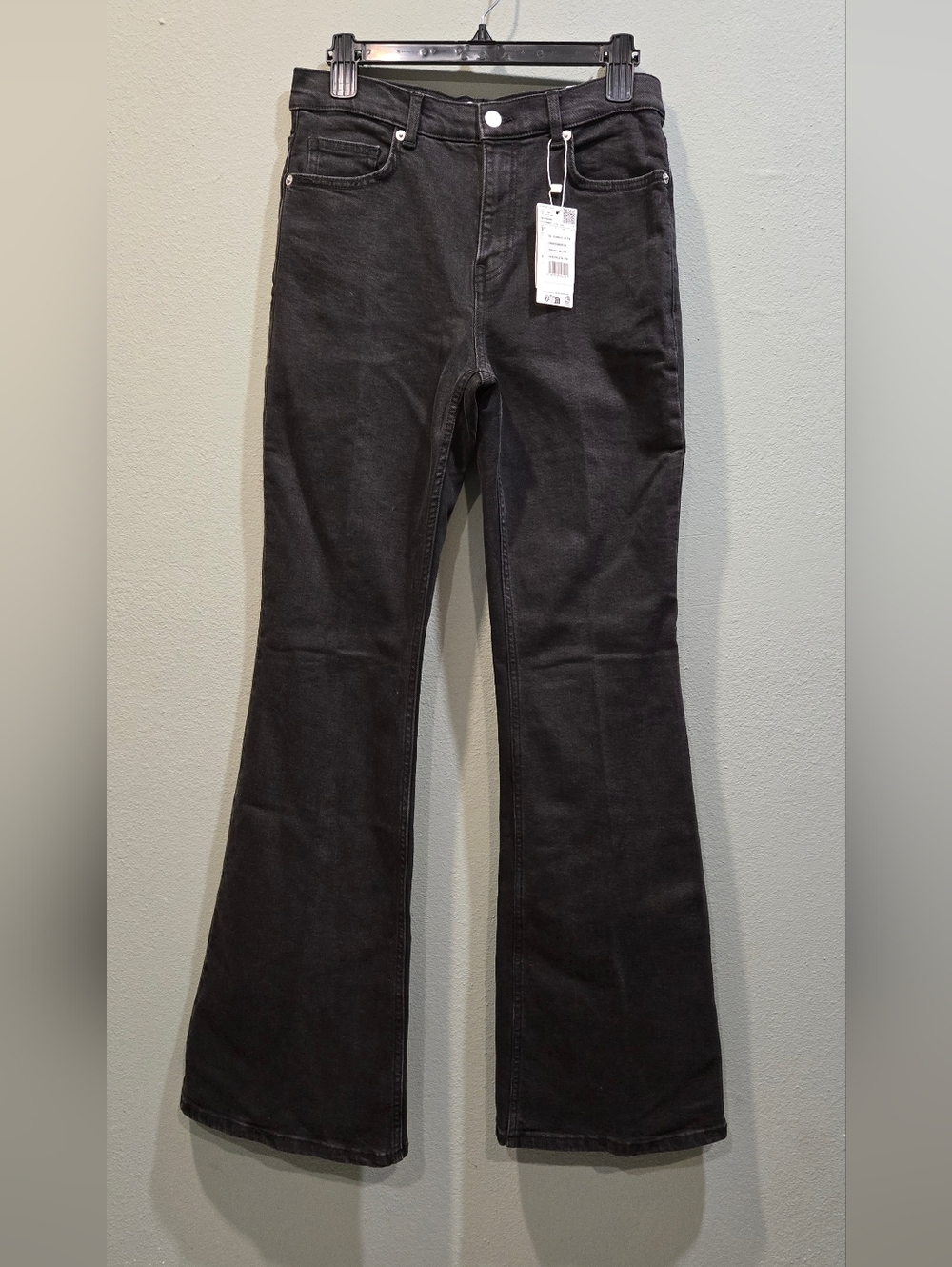 MWT MNG Jeans Collections Flare Color Black Size 38 - Picture 2 of 14